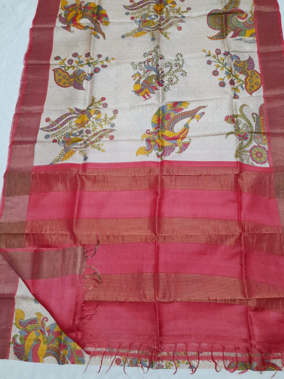 Pure Tussar Silk print saree