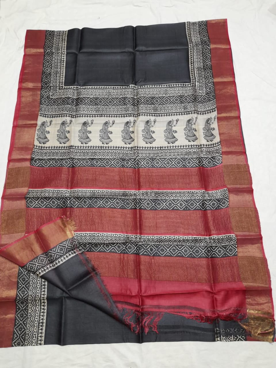 Pure Tussar Silk print saree