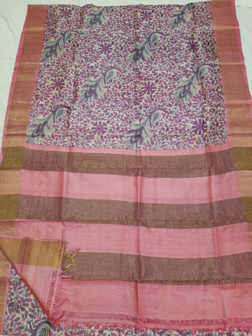 Pure Tussar Silk print saree