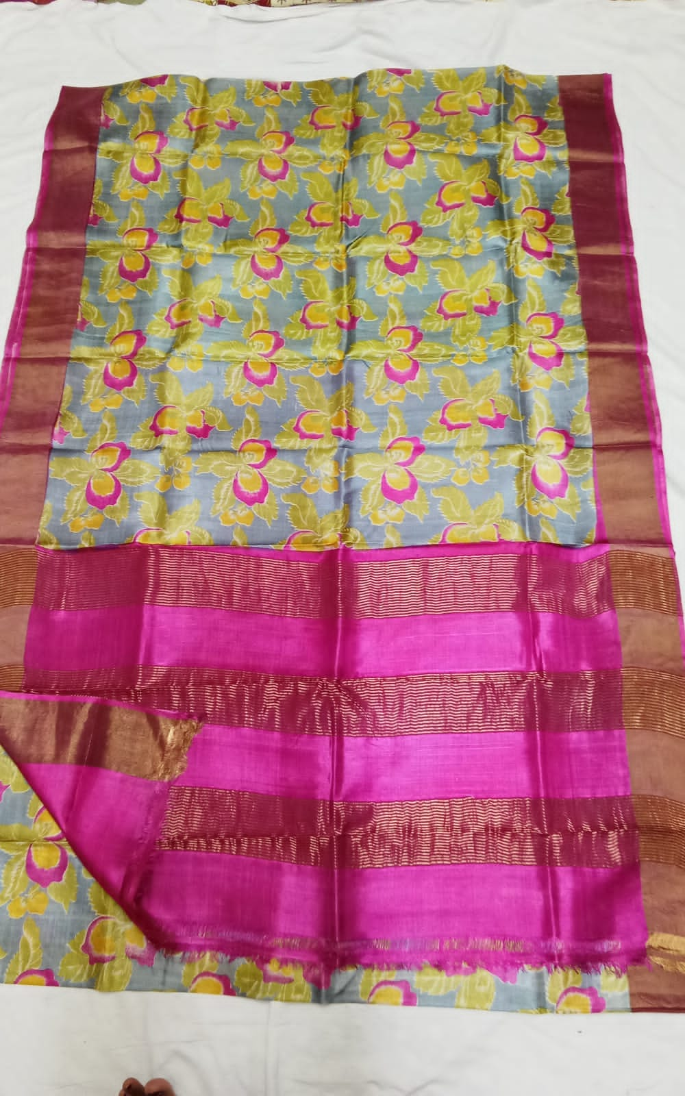 Pure Tussar Silk print saree