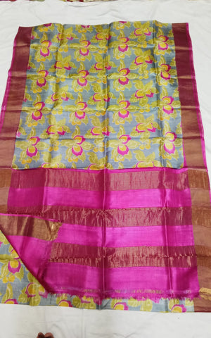 Pure Tussar Silk print saree