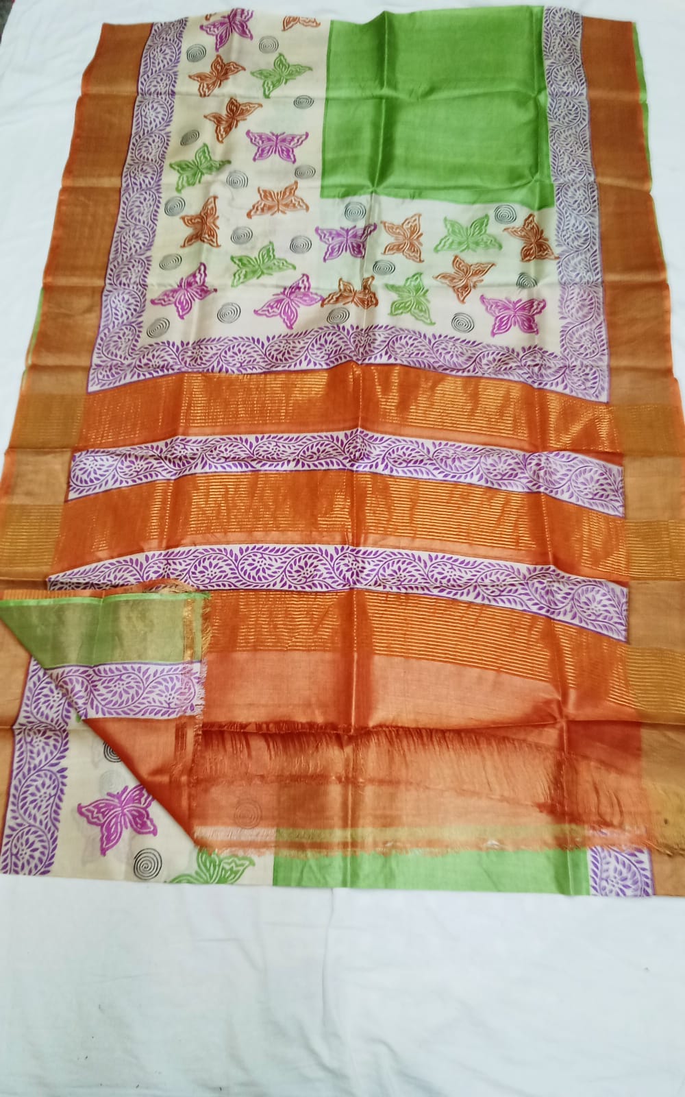 Pure Tussar Silk print saree