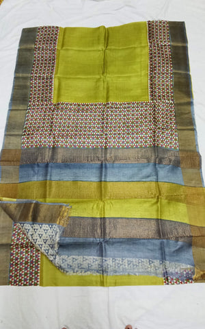 Pure Tussar Silk print saree