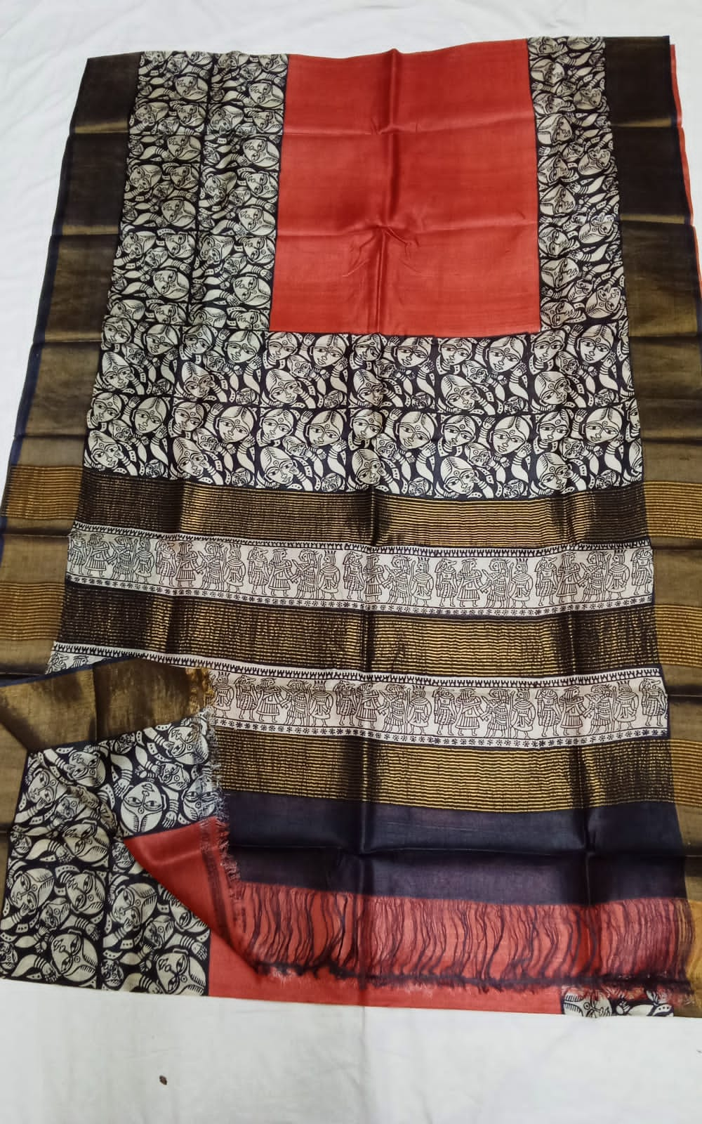 Pure Tussar Silk print saree