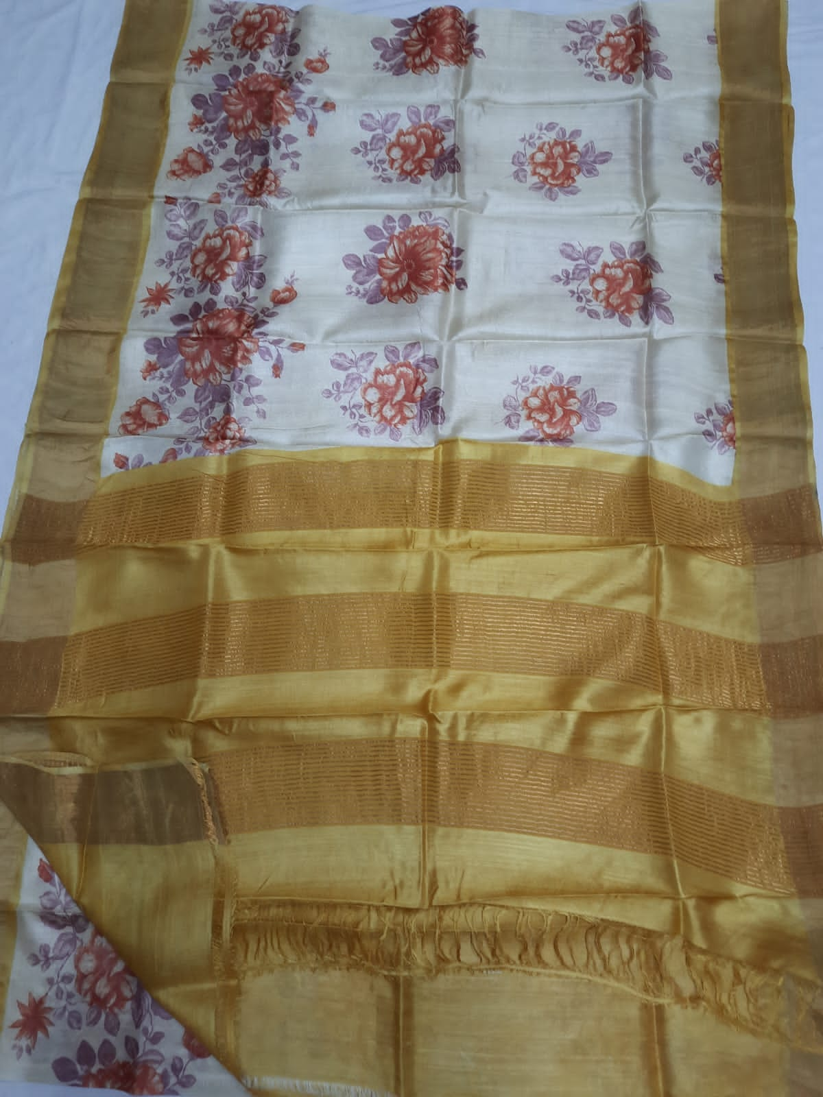 Pure Tussar Silk print saree