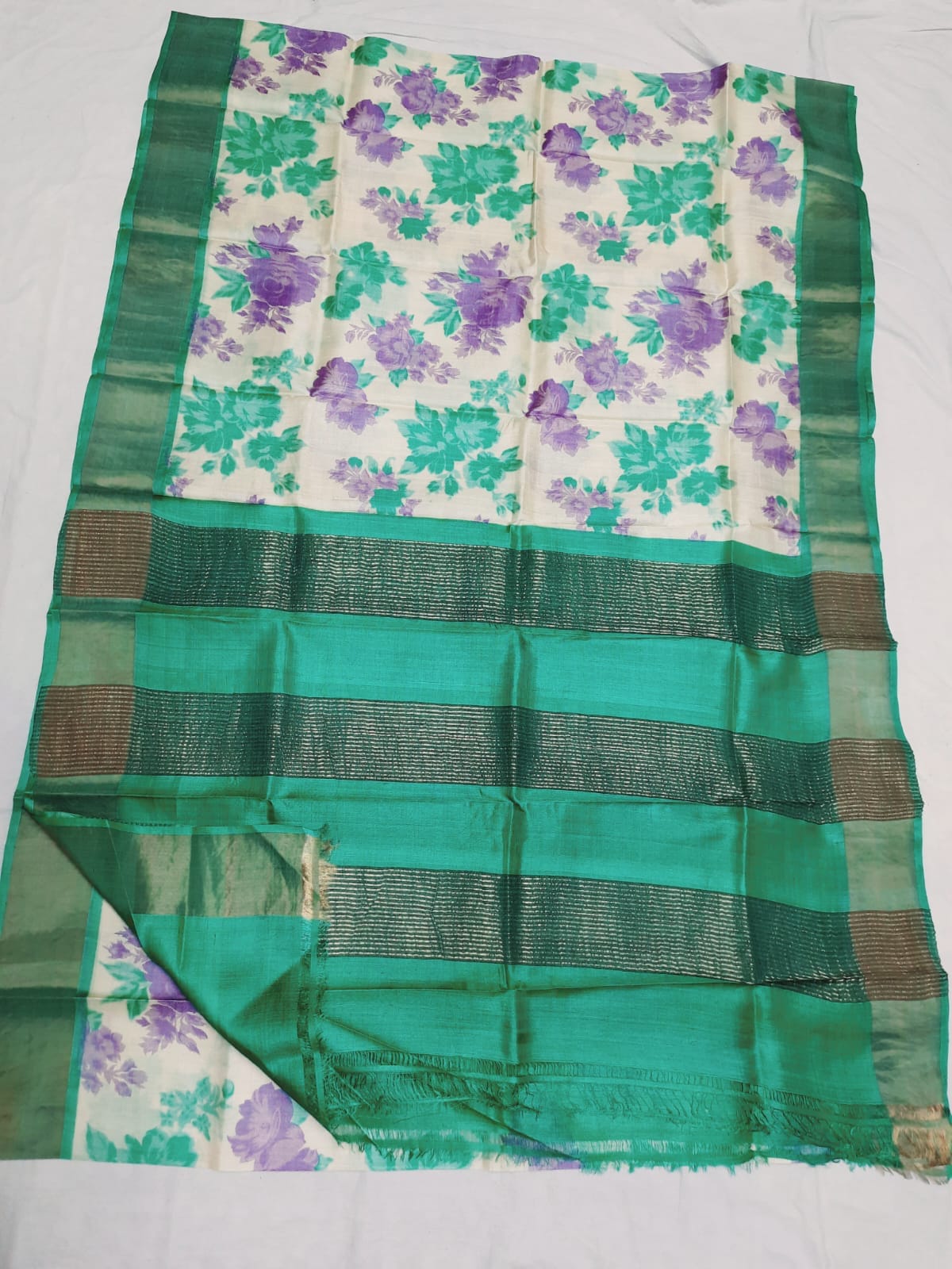 Pure Tussar Silk print saree