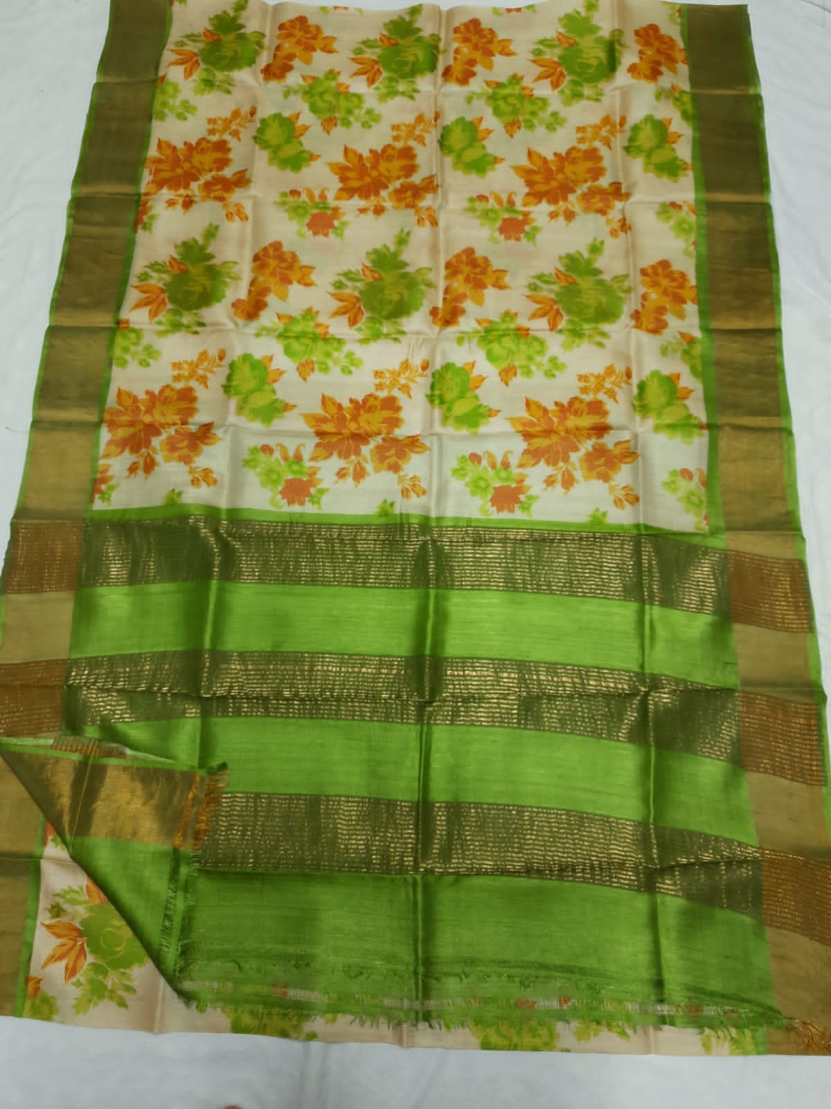 Pure Tussar Silk print saree