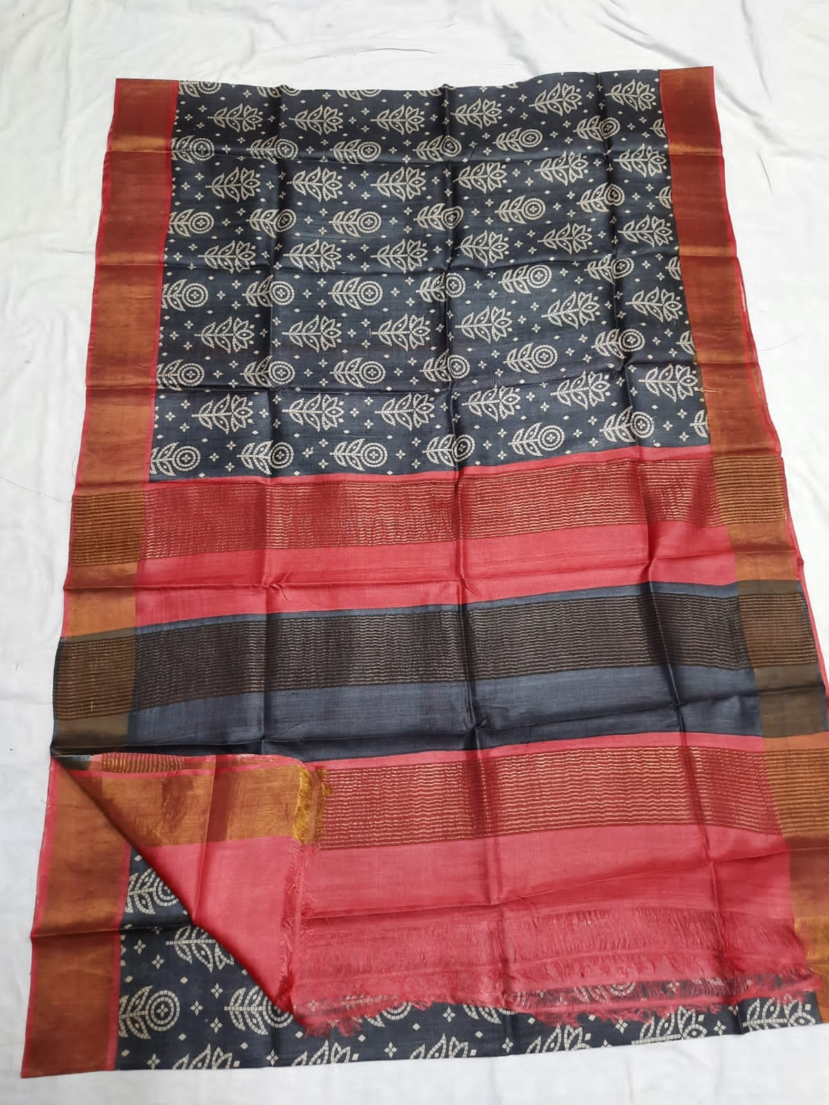 Pure Tussar Silk print saree