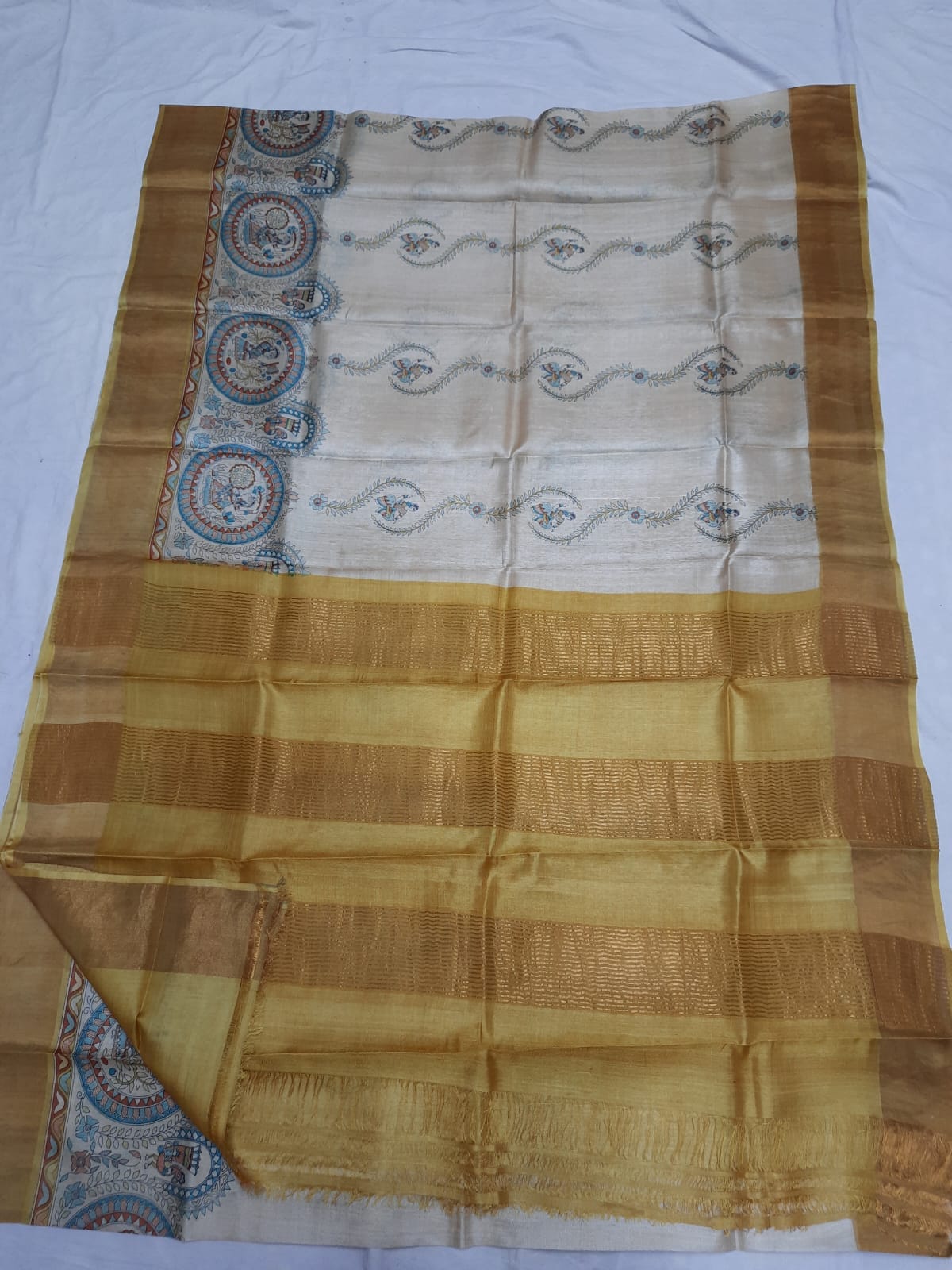 Pure Tussar Silk print saree