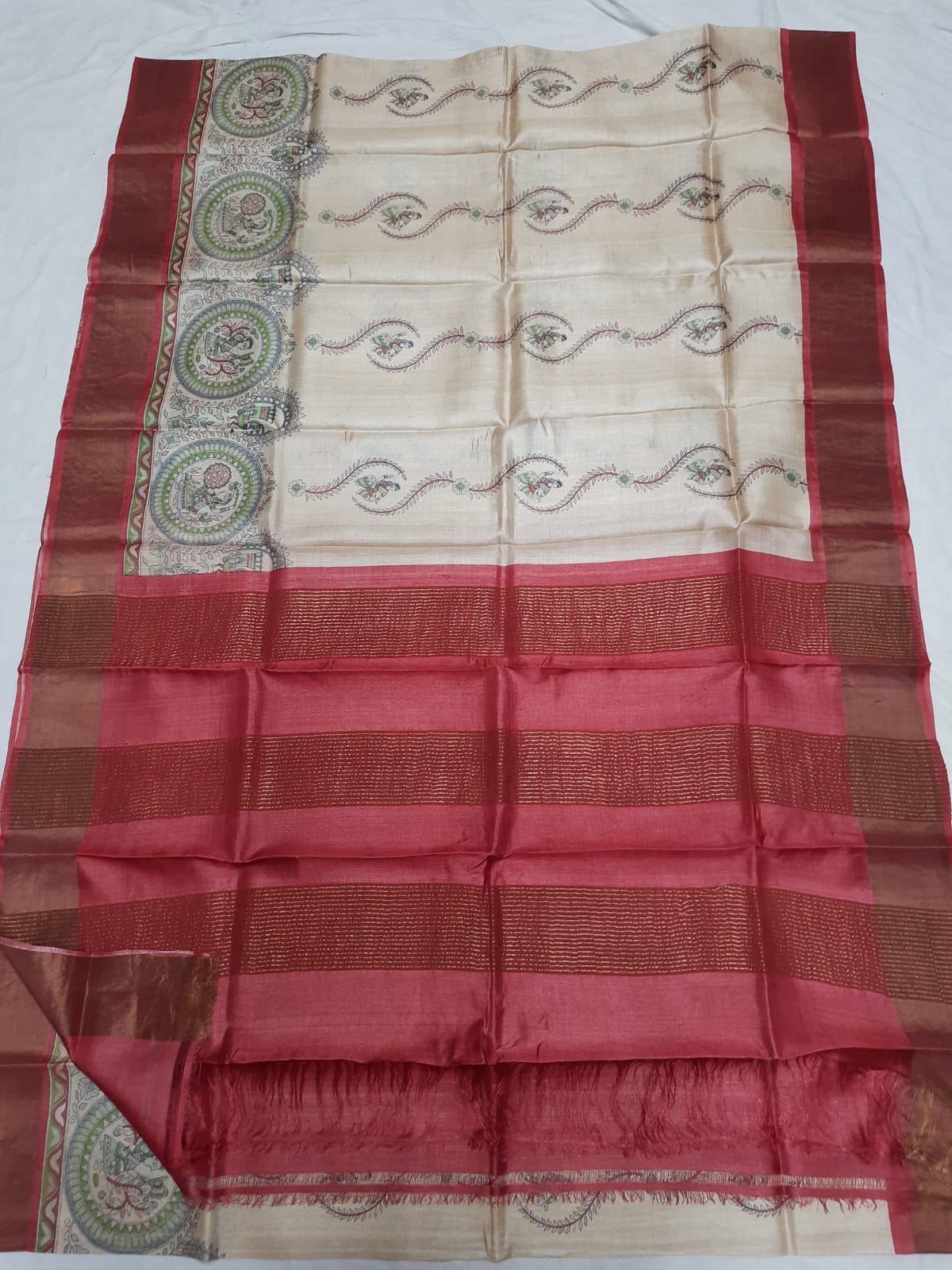 Pure Tussar Silk print saree