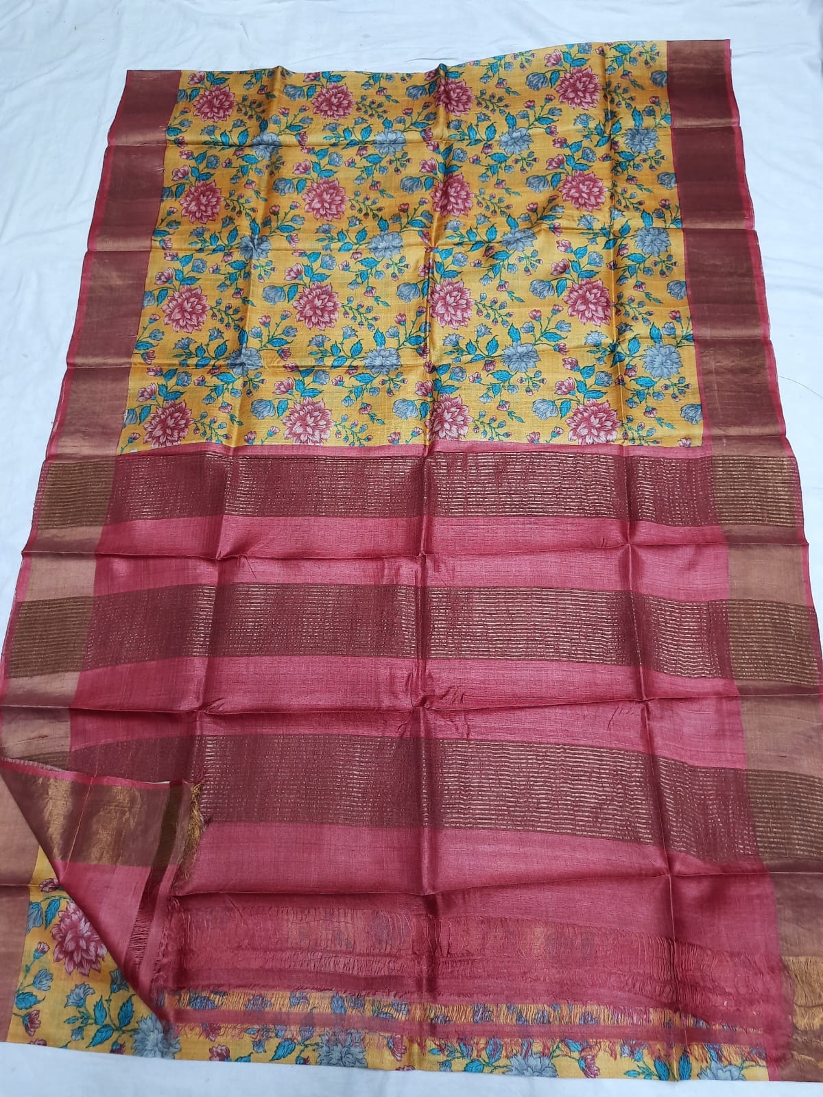 Pure Tussar Silk print saree