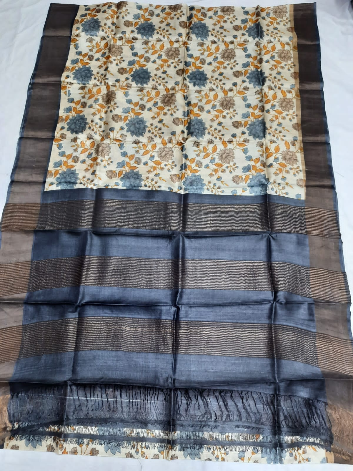 Pure Tussar Silk print saree