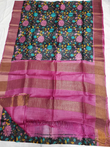 Pure Tussar Silk print saree