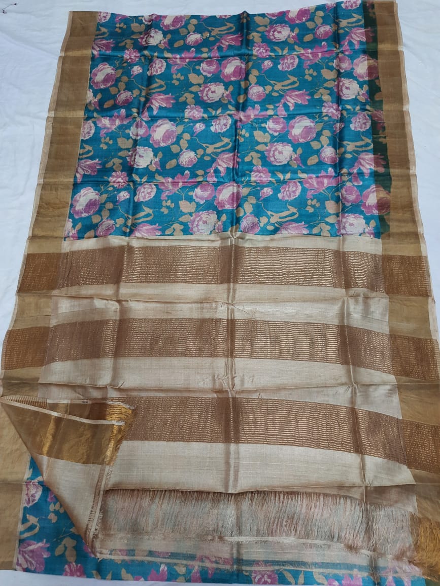 Pure Tussar Silk print saree