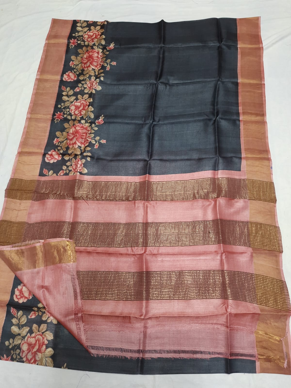 Pure Tussar Silk print saree