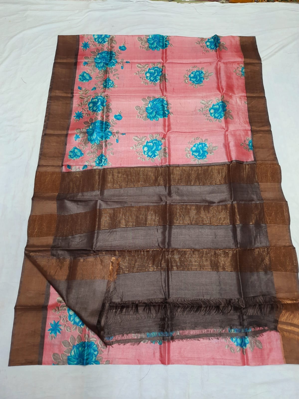 Pure Tussar Silk print saree