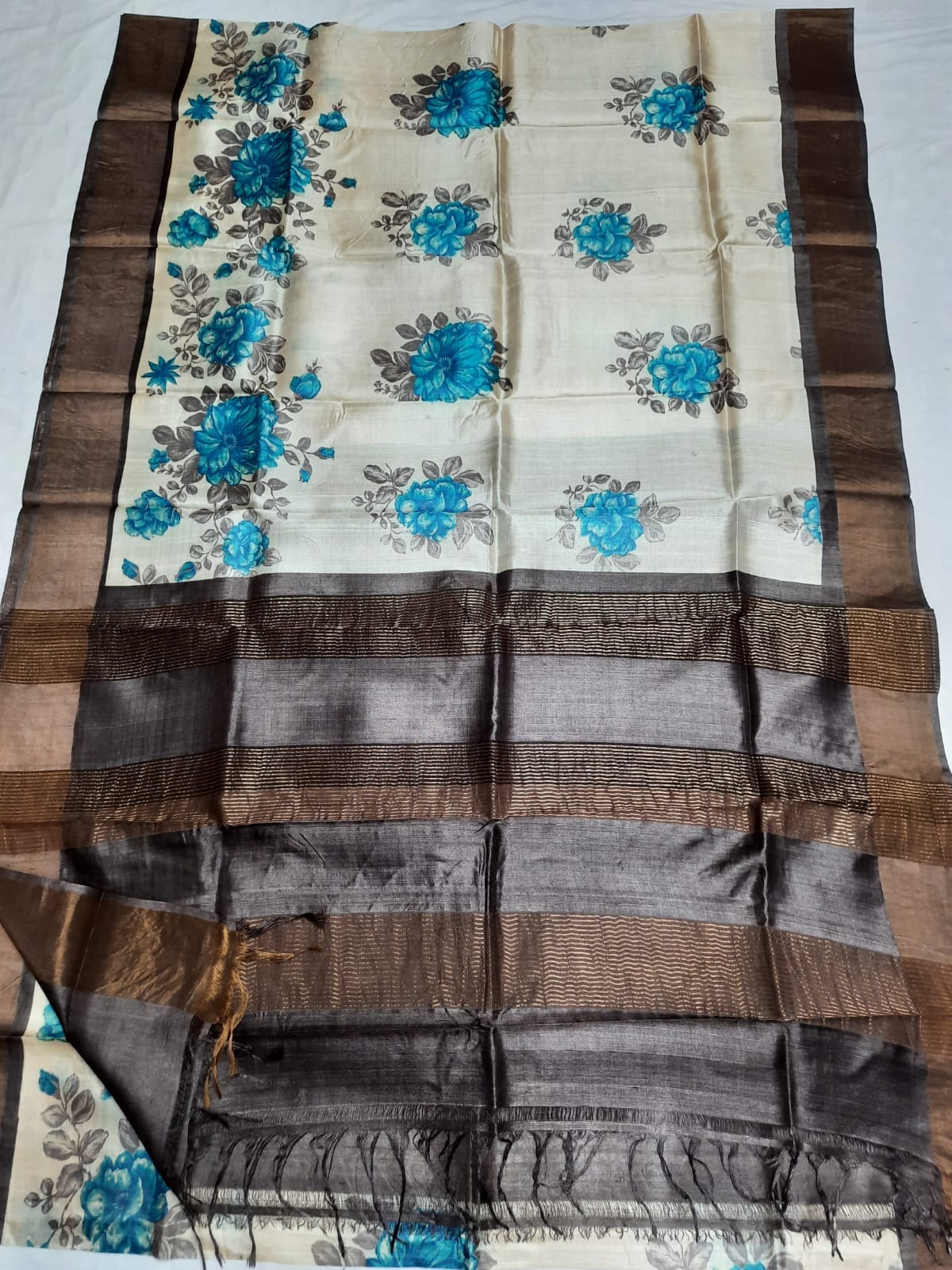 Pure Tussar Silk print saree