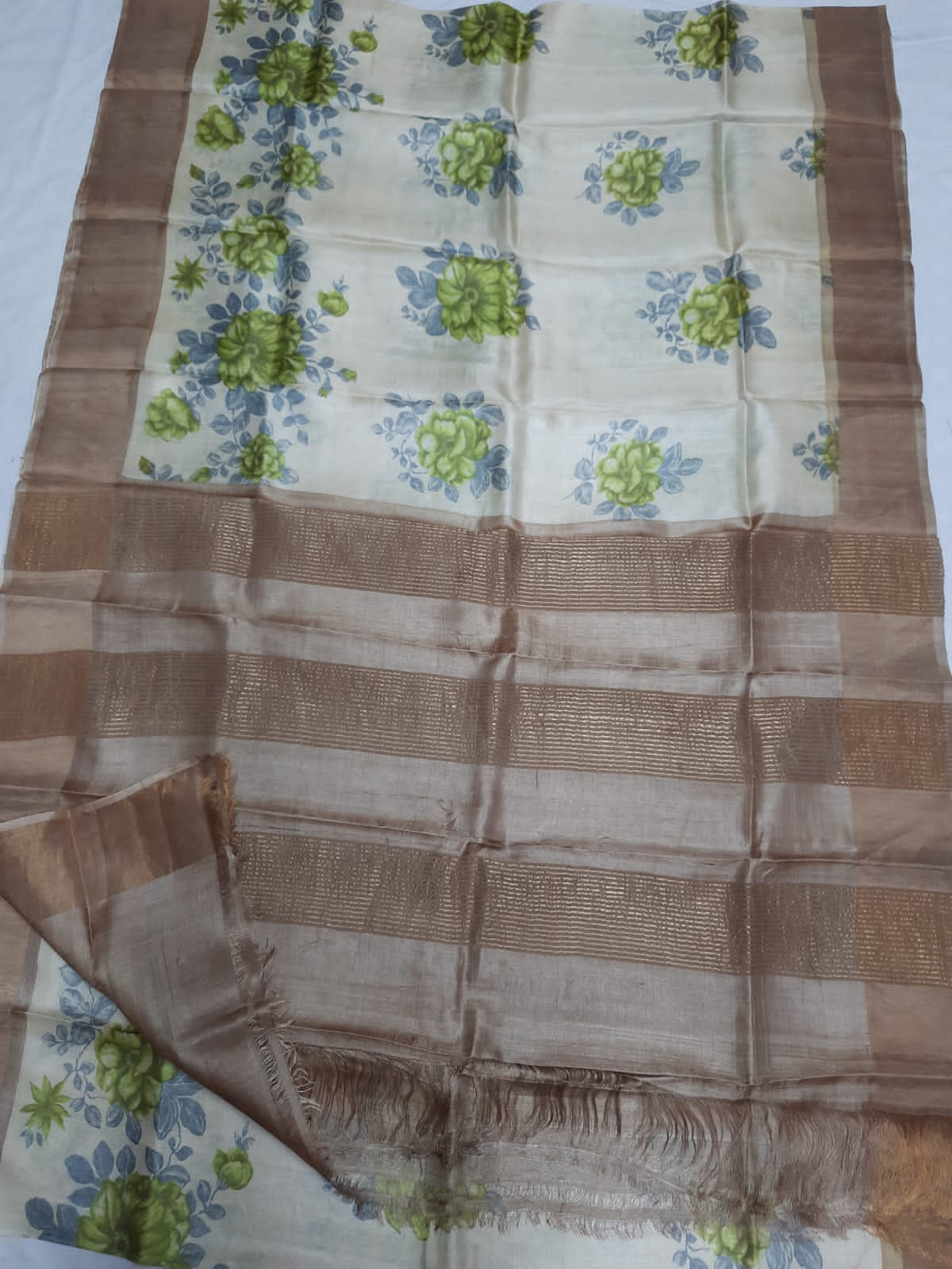 Pure Tussar Silk print saree