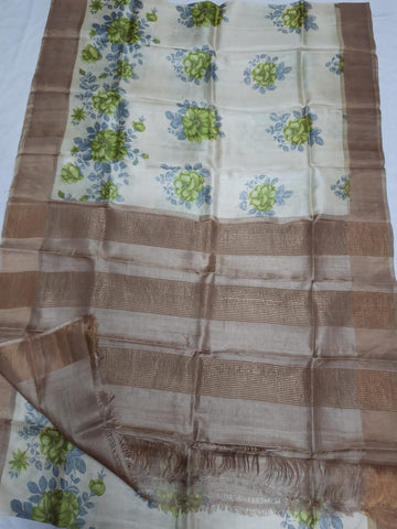 Pure Tussar Silk print saree