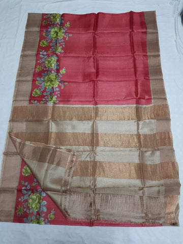 Pure Tussar Silk print saree