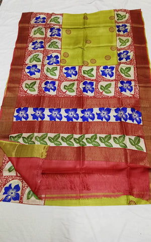 Pure Tussar Silk print saree