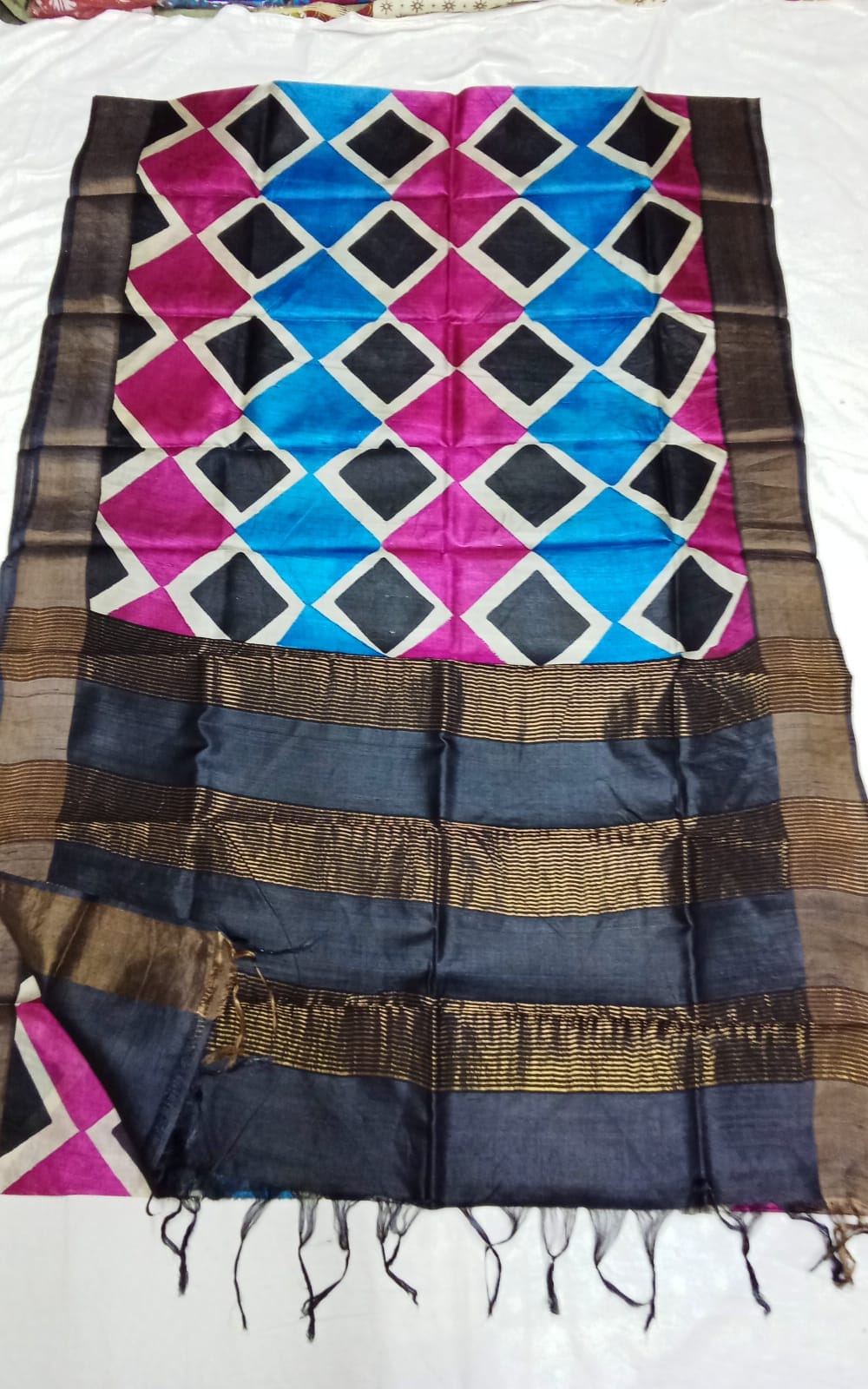 Pure Tussar Silk print saree