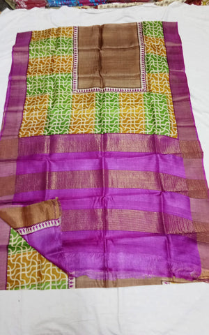 Pure Tussar Silk print saree