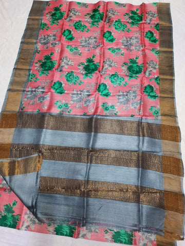 Pure Tussar Silk print saree