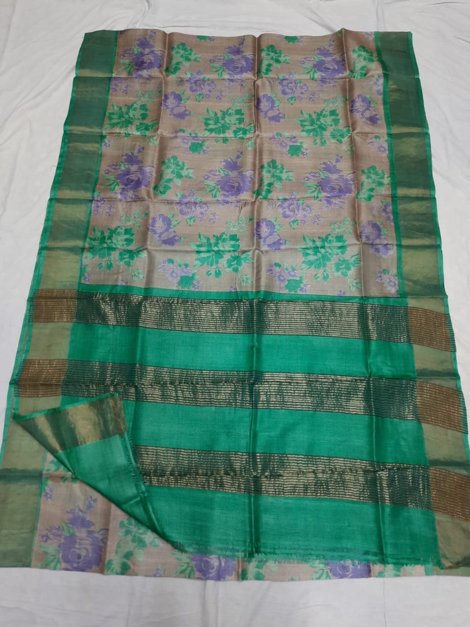 Pure Tussar Silk print saree