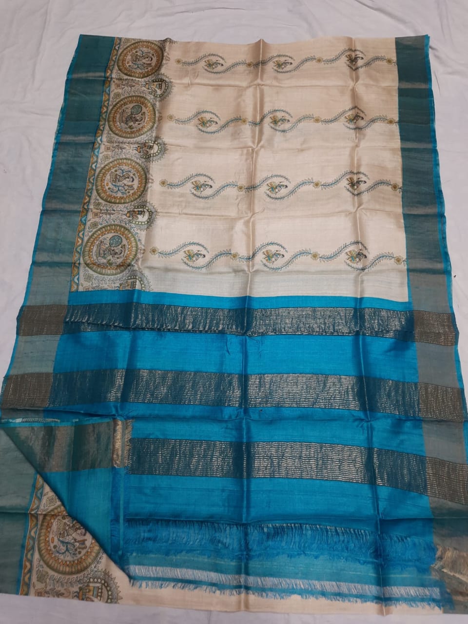 Pure Tussar Silk print saree