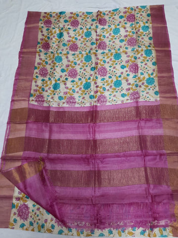 Pure Tussar Silk print saree