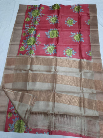 Pure Tussar Silk print saree