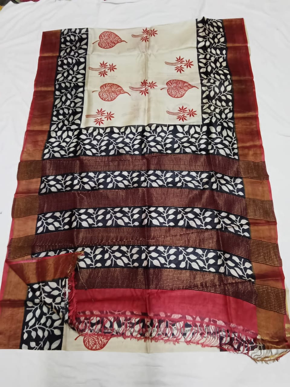 Pure Tussar Silk print saree