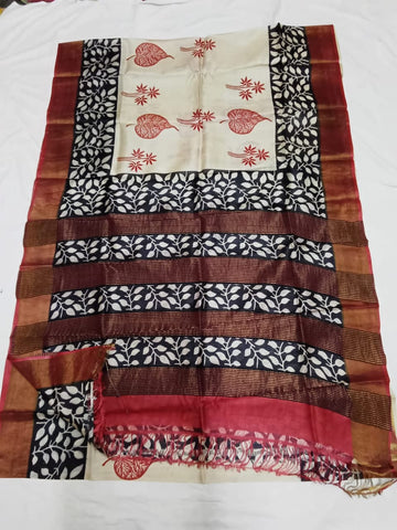 Pure Tussar Silk print saree