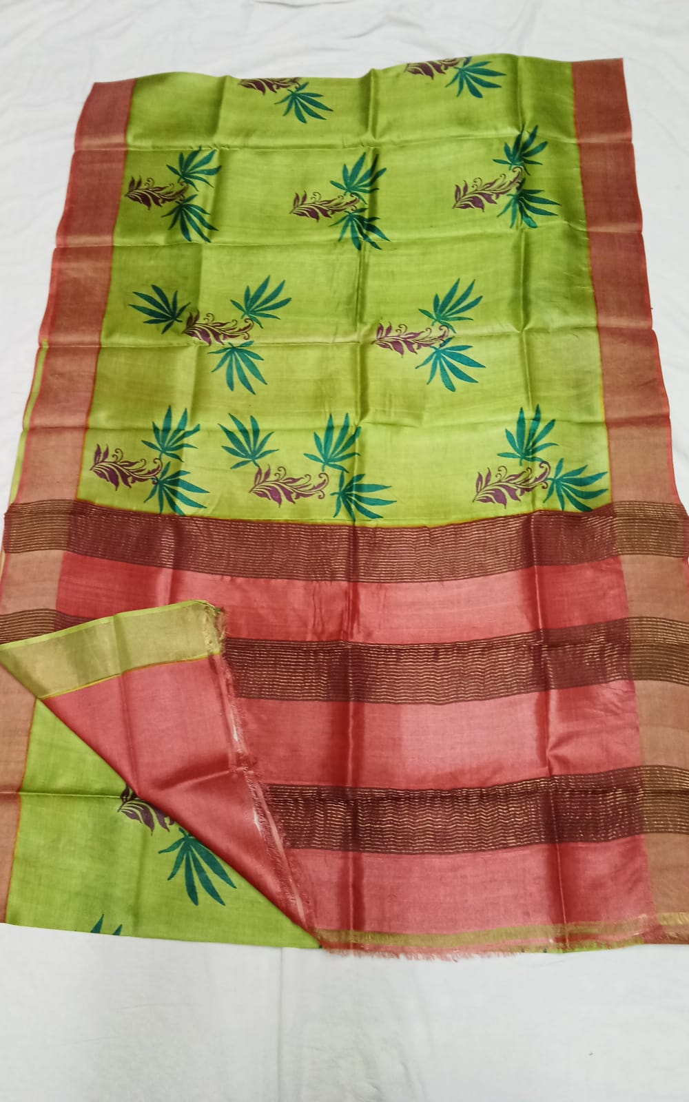 Pure Tussar Silk print saree