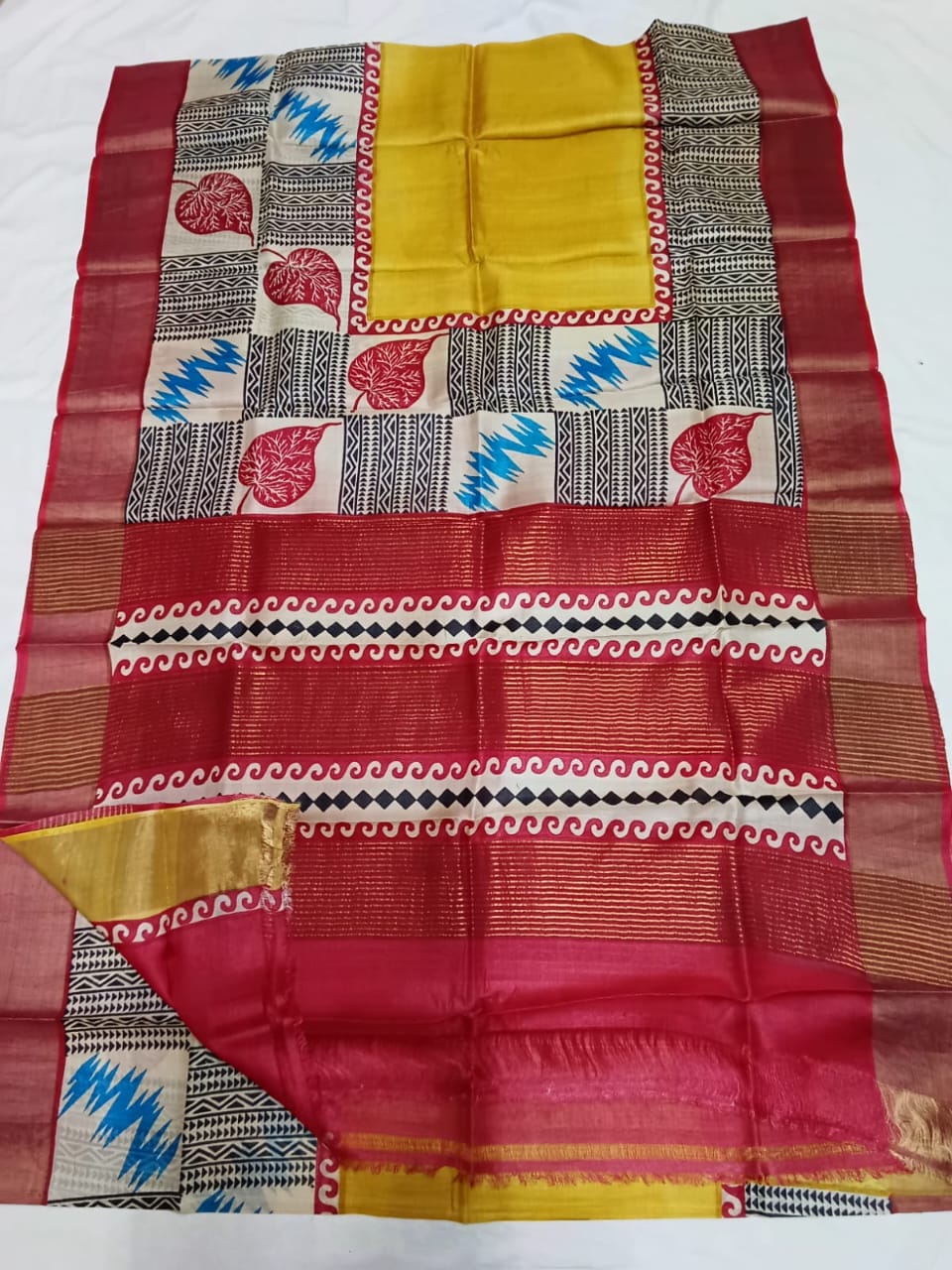 Pure Tussar Silk print saree