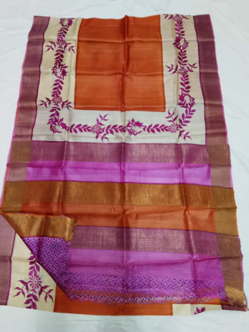 Pure Tussar Silk print saree