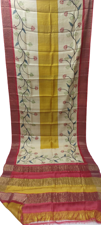 Pure Tussar Silk print saree