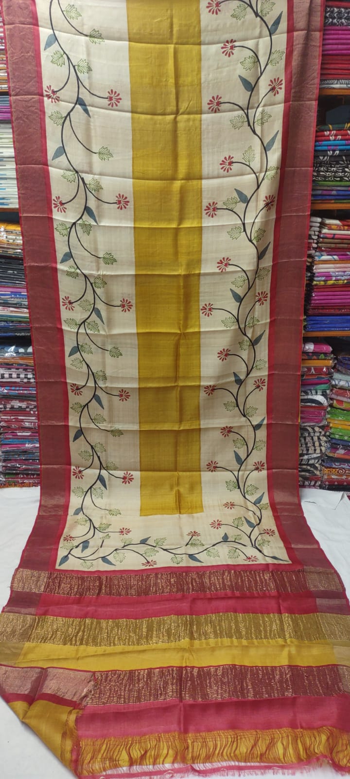 Pure Tussar Silk print saree