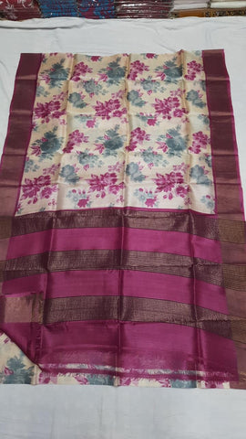 Pure Tussar Silk print saree