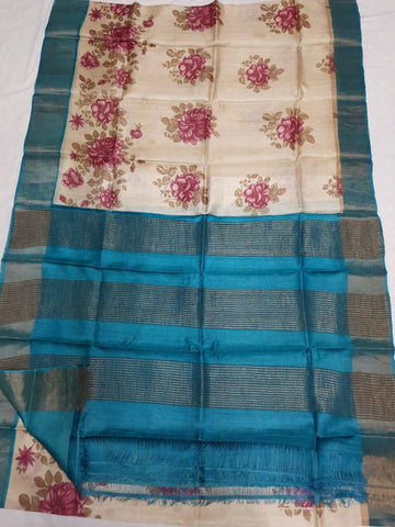 Pure Tussar Silk print saree