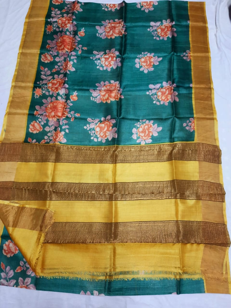 Pure Tussar Silk print saree