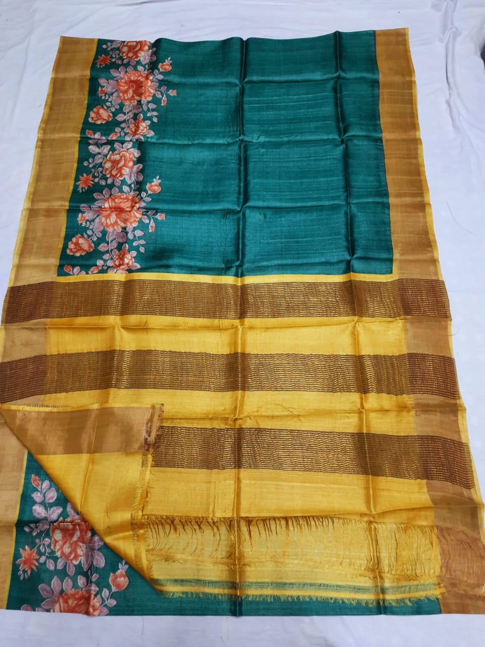 Pure Tussar Silk print saree