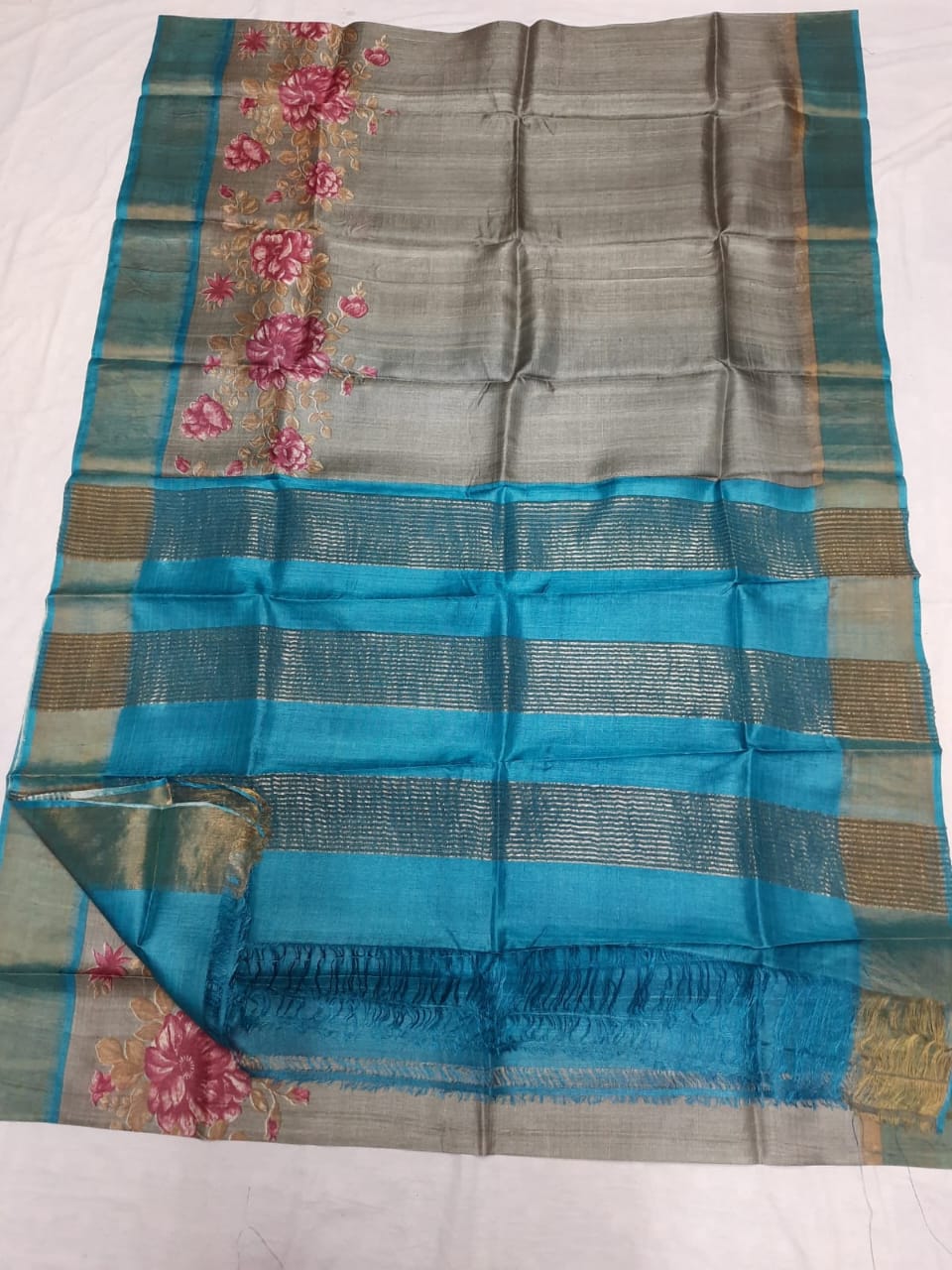 Pure Tussar Silk print saree