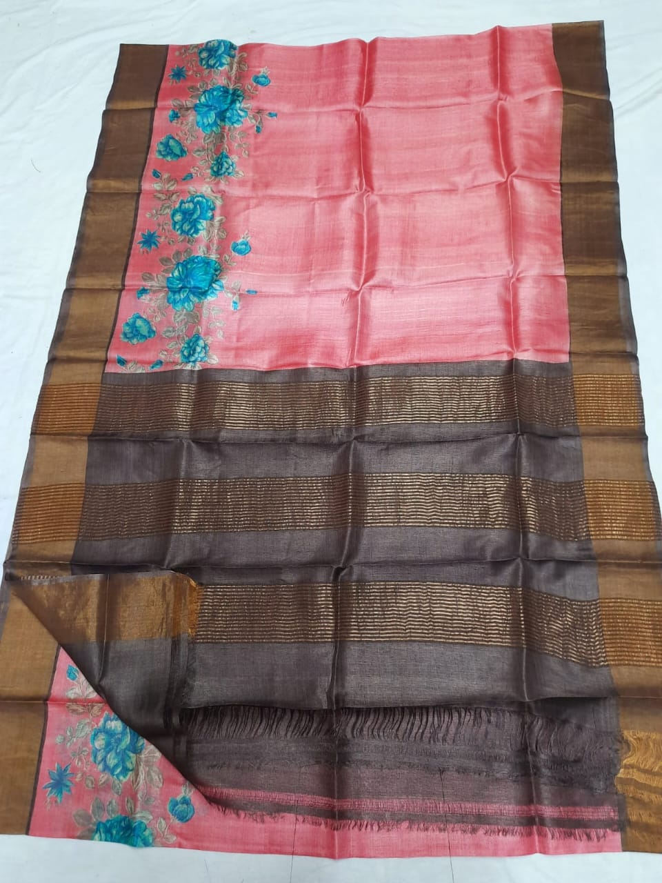 Pure Tussar Silk print saree