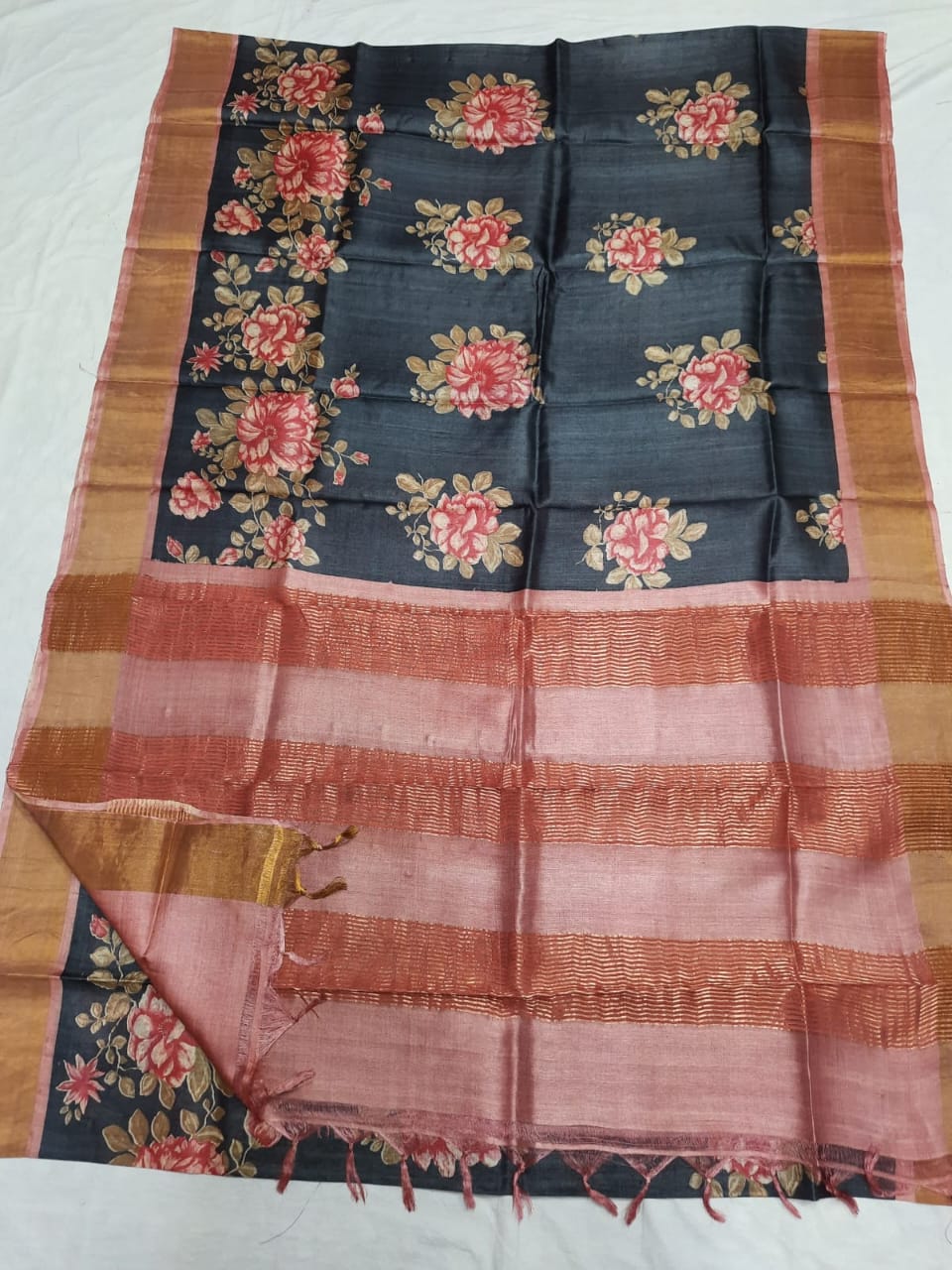 Pure Tussar Silk print saree