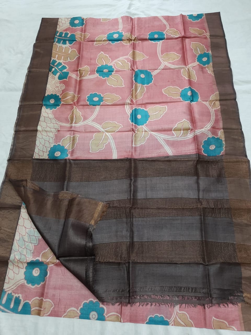 Pure Tussar Silk print saree