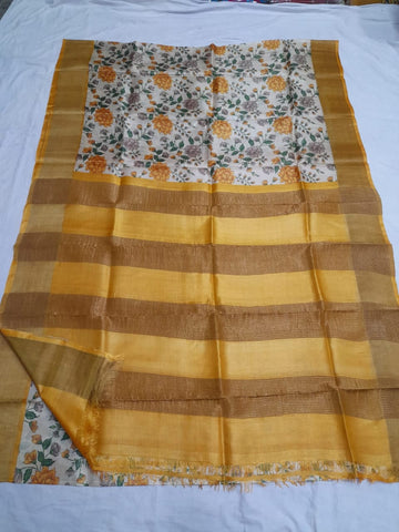 Pure Tussar Silk print saree