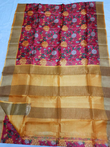 Pure Tussar Silk print saree