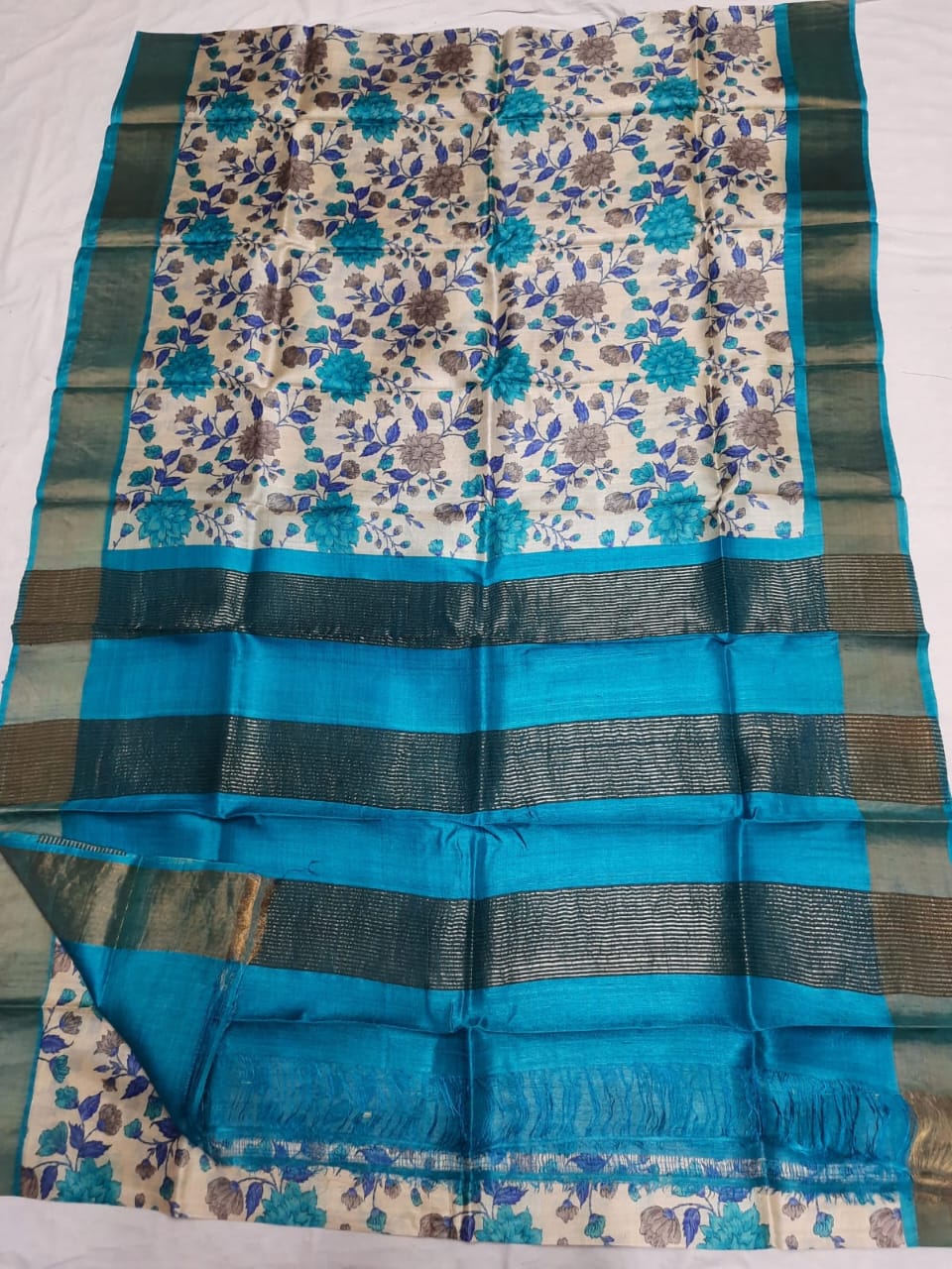 Pure Tussar Silk print saree